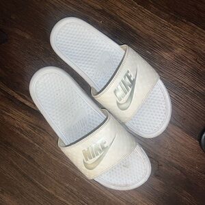 White Nike Slides